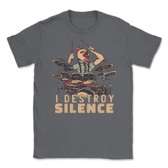 I Destroy Silence Drummer Saying Chicken Playing Drums design Unisex - Smoke Grey