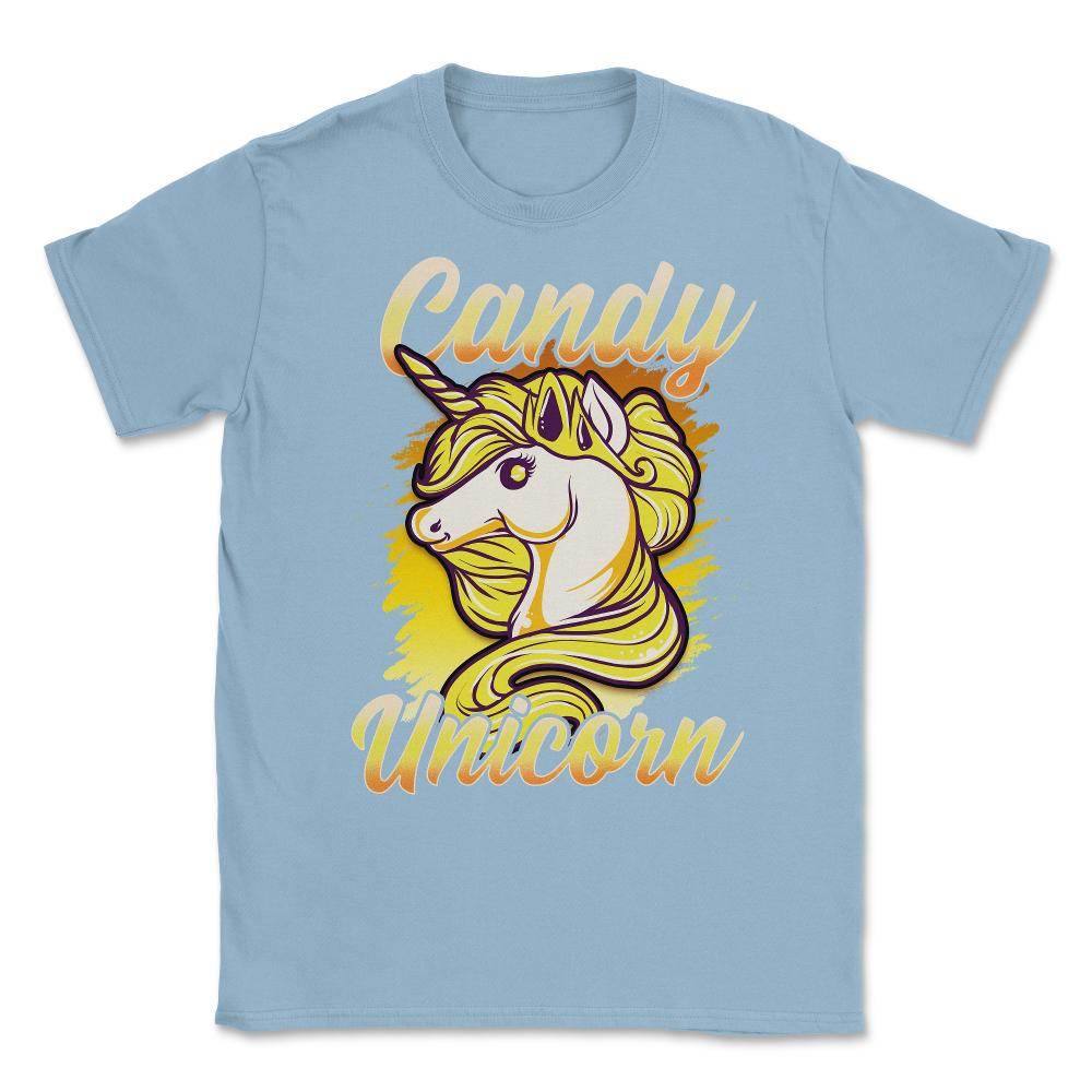 Candy Corn Unicorn Halloween Funny Candy Unicorn Unisex T-Shirt - Light Blue