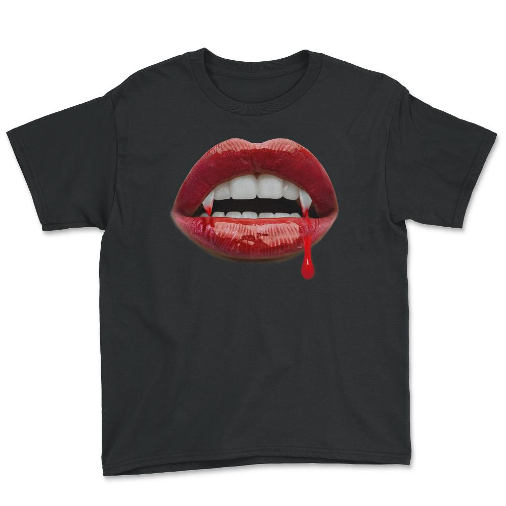 Vampire Bloody fang Sexy Lips Halloween costume graphic Tee Youth Tee - Black