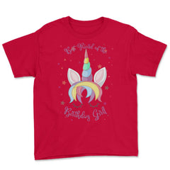 Best Friend of the Birthday Girl! Unicorn Face product Youth Tee - Red
