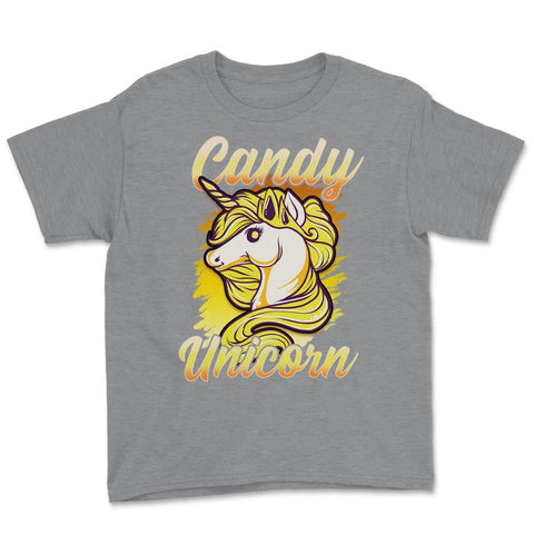 Candy Corn Unicorn Halloween Funny Candy Unicorn Youth Tee - Grey Heather