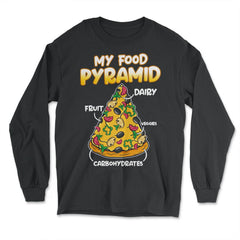 My Food Pyramid Funny Pizza Humor Gift graphic - Long Sleeve T-Shirt - Black