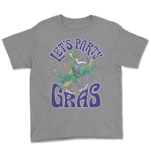 Let’s Party Gras Funny Mardi Gras Bird Drinking product Youth Tee - Grey Heather