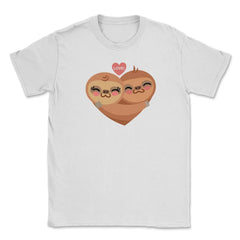 Sloth Love Heart Funny Humor Valentine T-Shirt Unisex T-Shirt - White