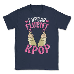 I speak Fluent K-Pop Korean Love Sign Fingers for Music Fans print - Navy