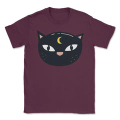 Mysterious Halloween Cat Face Costume Shirt Gifts Unisex T-Shirt - Maroon