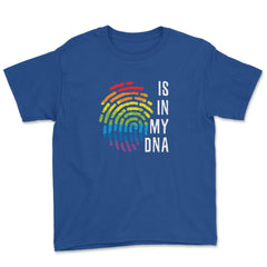 Is In My DNA Rainbow Flag Gay Pride Fingerprint Design design Youth - Royal Blue
