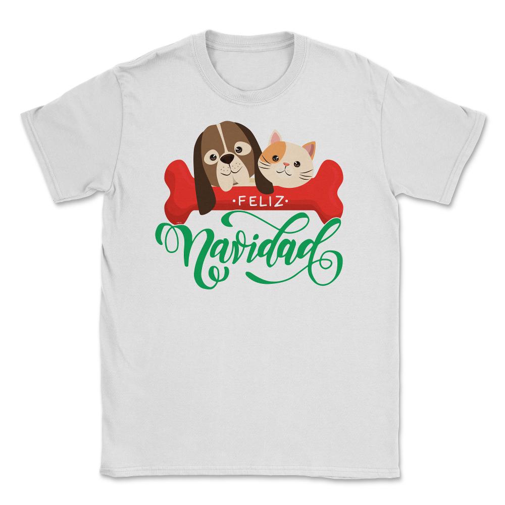 Pet Lovers Felíz Navidad Funny T-Shirt Tee Gift Unisex T-Shirt - White