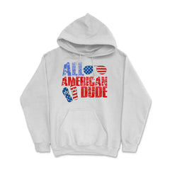 All American Dude Patriotic USA Flag Grunge Style design Hoodie - White