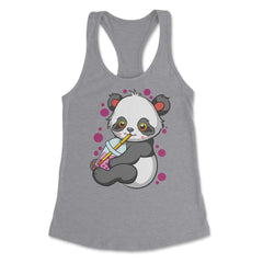Boba Tea Bubble Tea Cute Kawaii Panda Gift design Women's Racerback - Heather Grey