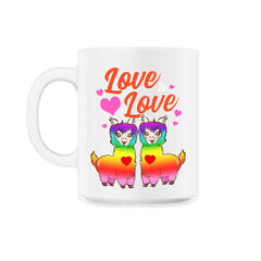 Love is Love Gay Pride Rainbow Llama Couple Funny Gift design - 11oz Mug - White