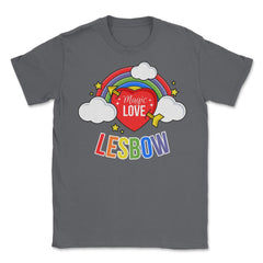 Lesbow Rainbow Heart Gay Pride Month t-shirt Shirt Tee Gift Unisex - Smoke Grey
