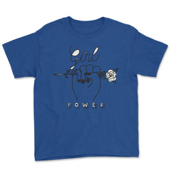 Girl Power Flower T-Shirt Feminism Shirt Top Tee Gift Youth Tee - Royal Blue