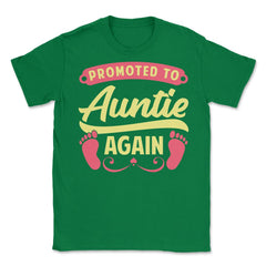 Funny Promoted To Auntie Again Pregnancy Announcement Aunt graphic - Green