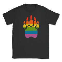 Bear Rainbow Flag Paw Gay Pride design Unisex T-Shirt - Black