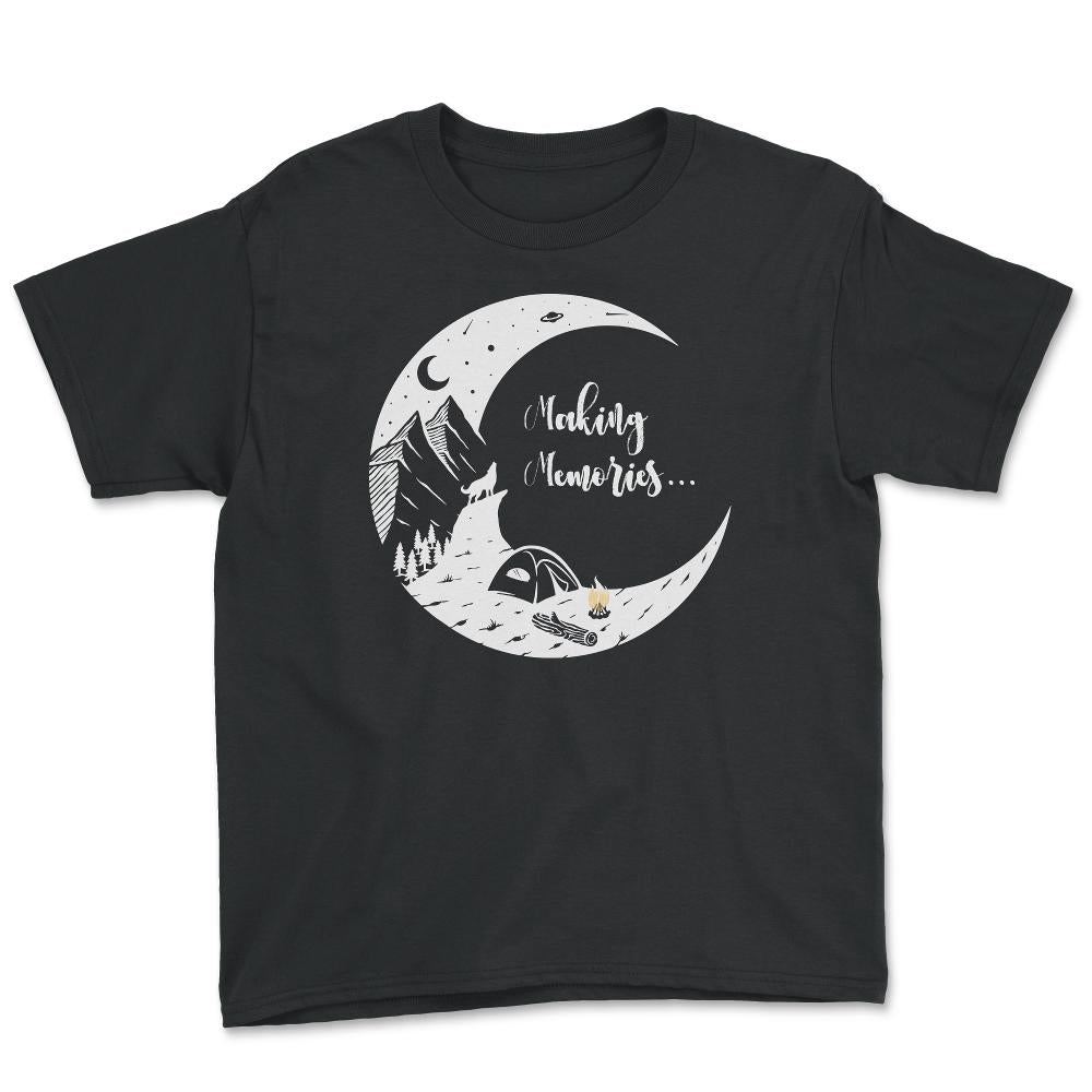 Making Memories Camping Night Under the Moon Souvenir graphic - Youth Tee - Black