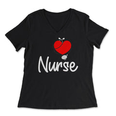 Nurse Heart With Stethoscope RN Nurse Practitioner Nursing product - Women's V-Neck Tee - Black