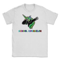 Funny School Counselor Dabbing Unicorn Cute Appreciation graphic - White