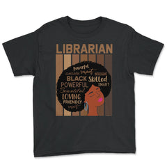 Librarian Melanin African American Woman Reading Lover print Youth Tee - Black