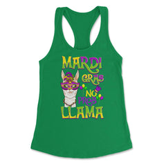 Mardi Gras Llama Funny Carnival Gift design Women's Racerback Tank - Kelly Green