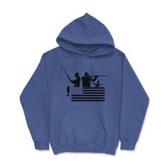Fishing And Hunting USA Flag Patriotic Fisherman Hunter design Hoodie - Royal Blue