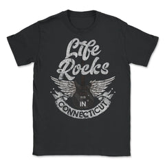 Life Rocks In Connecticut Electric Guitar With Wings print Unisex - Black