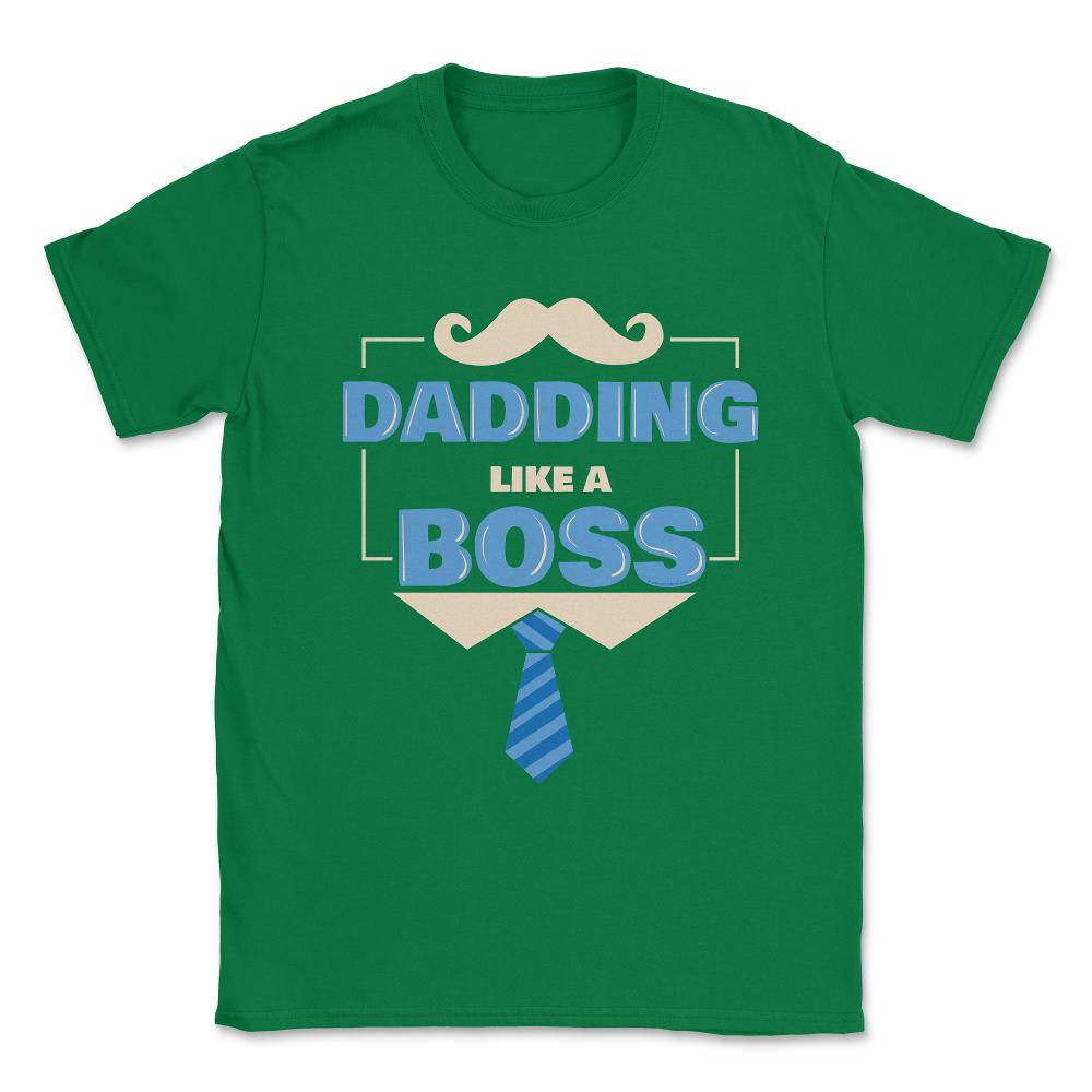 Dadding like a Boss Funny Colorful Text Quote & Moustache graphic - Green
