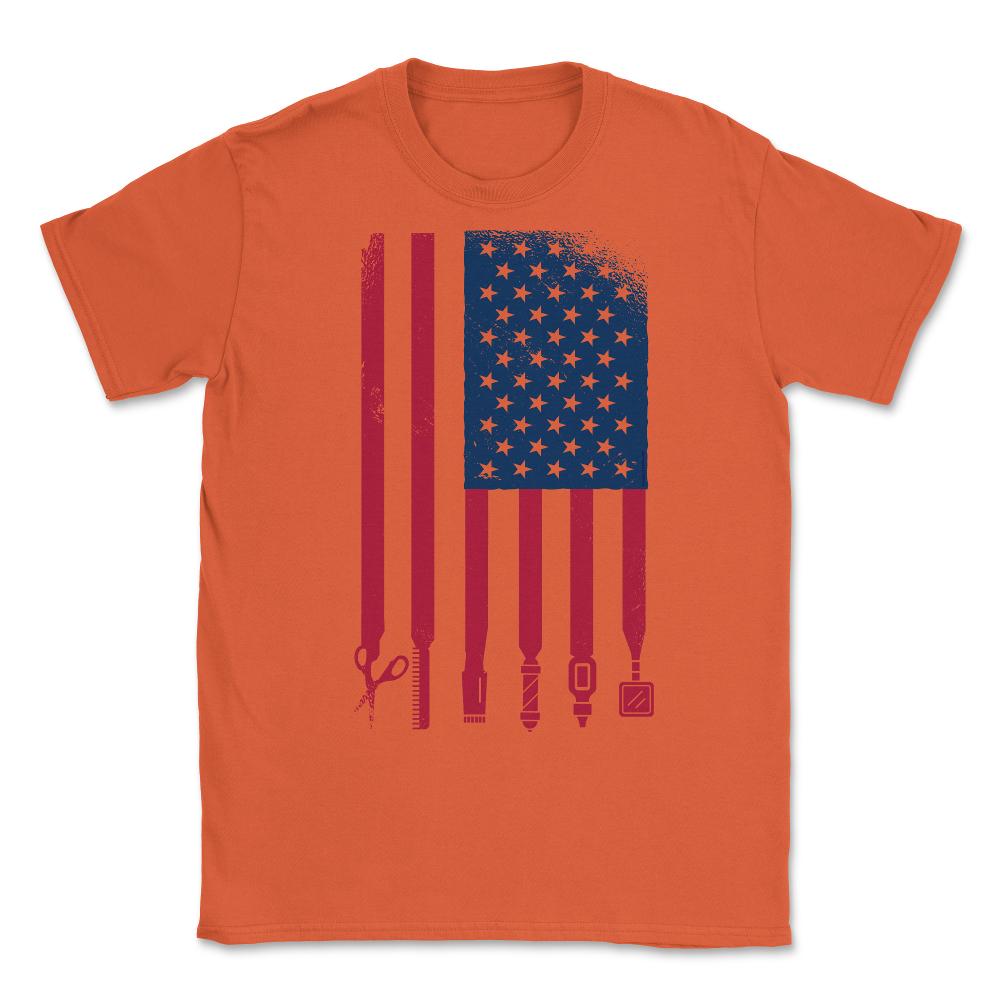 Barber Patriotic USA Flag Barber Tools Meme Grunge product Unisex - Orange