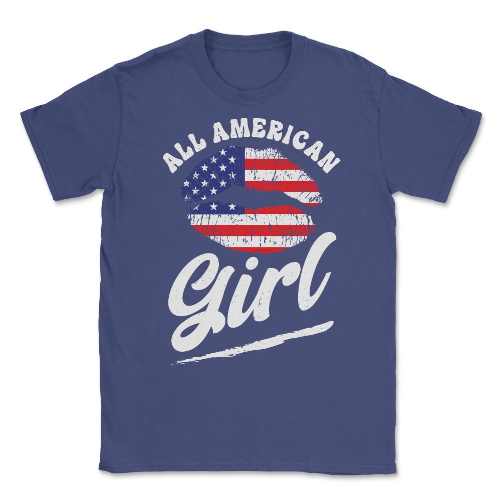 All American Girl Patriotic USA Flag Grunge Style graphic Unisex - Purple