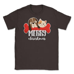 Pet Lovers Merry Christmas Funny T-Shirt Tee Gift Unisex T-Shirt - Brown