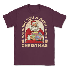 We Wish You A Bath Bomb Christmas Retro Vintage Santa graphic Unisex - Maroon