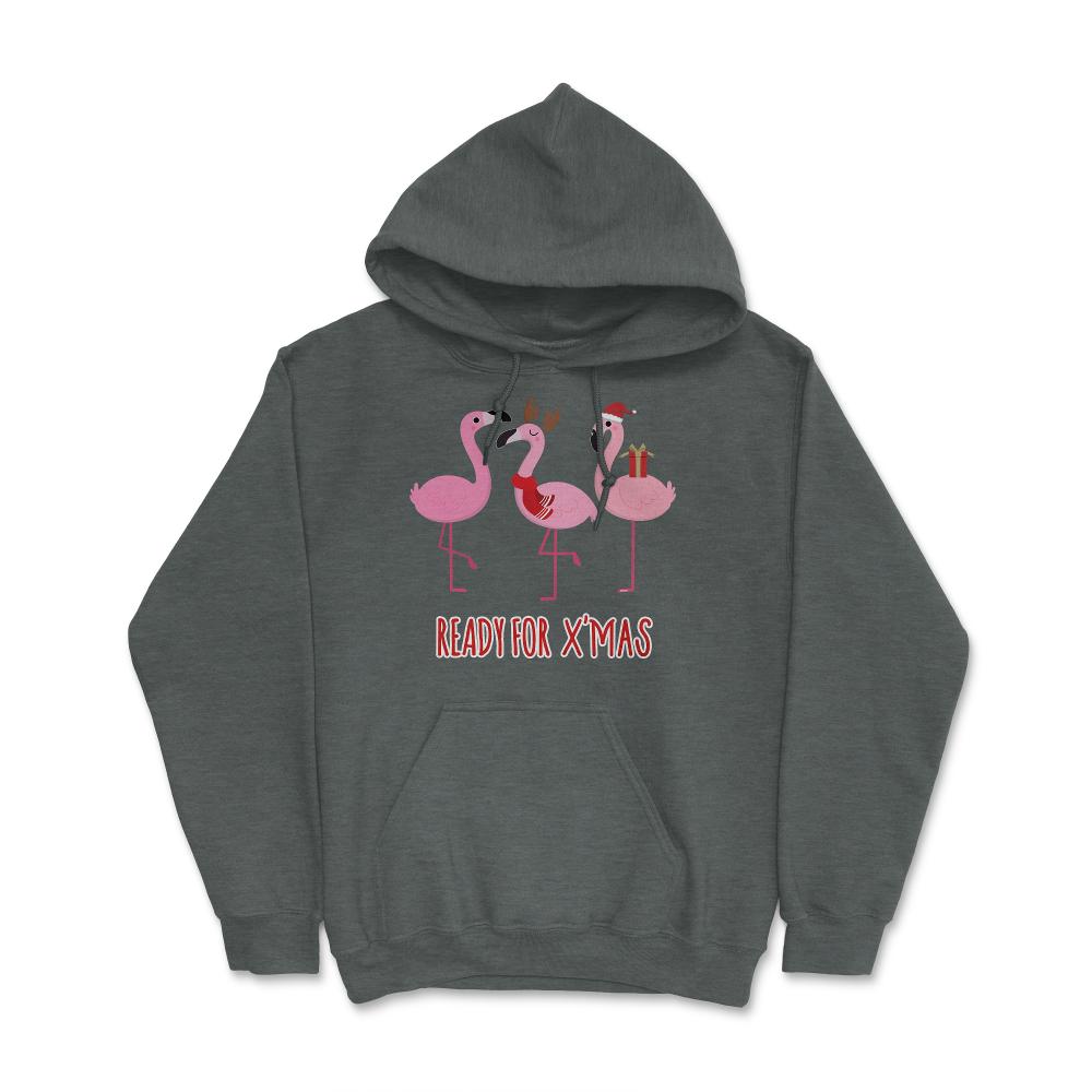 Flamingos Ready for XMAS Funny Humor T-Shirt Tee Gift Hoodie - Dark Grey Heather