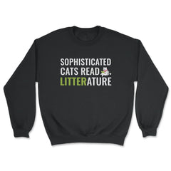 Sophisticated Cat Reading a Book Funny Gift product - Unisex Sweatshirt - Black