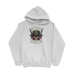Fear me for what I’m capable of Soldier Skull design Hoodie - White