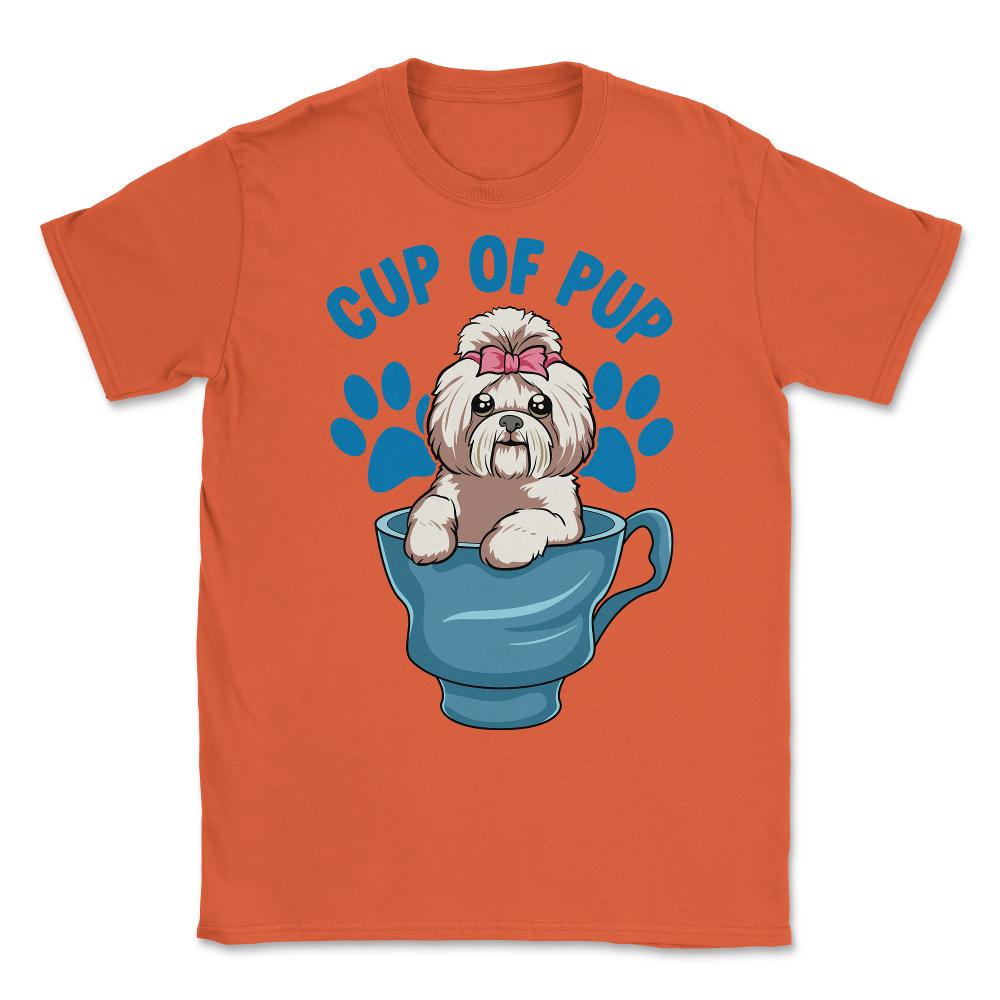 Shih Tzu Cup of Pup Cute Funny Puppy graphic Unisex T-Shirt - Orange
