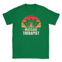 Massage Therapist Lotus Flower Retro Vintage product Unisex T-Shirt - Green