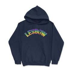 Lesbow Rainbow Word Arc Gay Pride t-shirt Shirt Tee Gift Hoodie - Navy