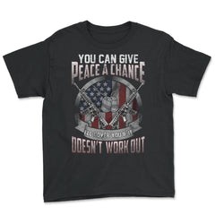 You can Give Peace a Change Veteran Military American Flag product - Youth Tee - Black