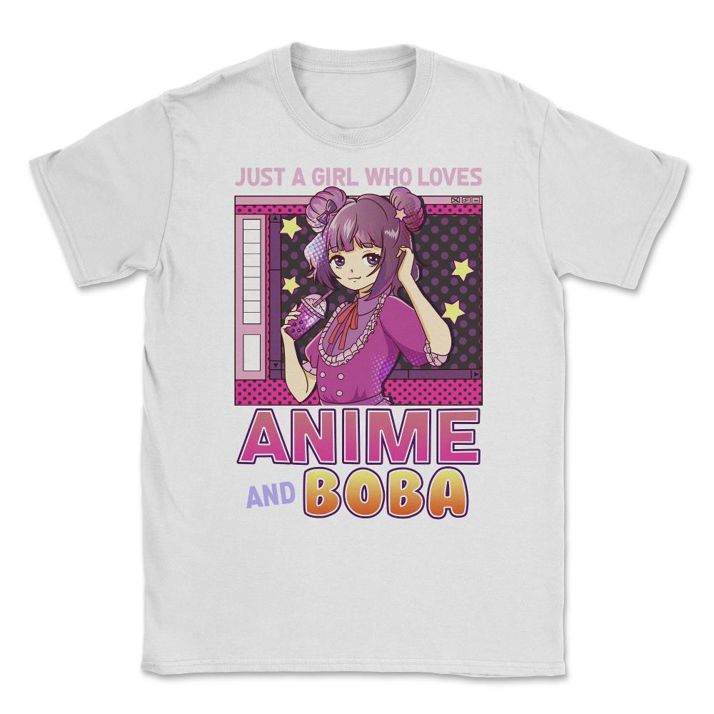Just A Girl Who Loves Anime And Boba Gift Bubble Tea Gift graphic - White