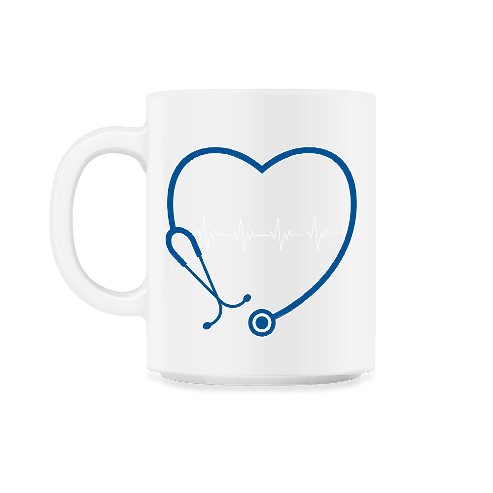 Funny Nurse Heartbeat Heart Stethoscope RN Nursing graphic - 11oz Mug - White