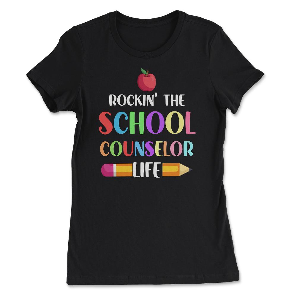 Funny Rockin' The School Counselor Life Pencil Apple Gag graphic - Women's Tee - Black