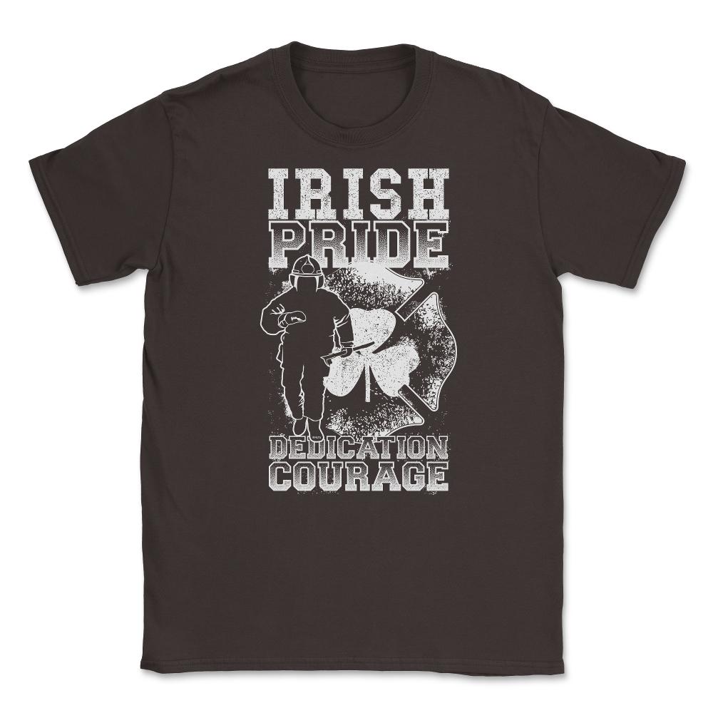Irish Pride Firefighter St Patrick Unisex T-Shirt - Brown