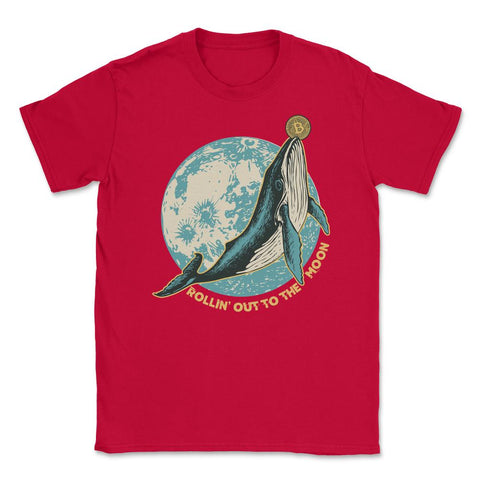 Bitcoin Rollin’ Out to the Moon Whale Theme For Crypto Fans graphic - Red