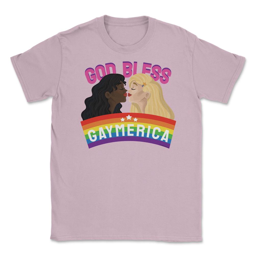 God Bless Gaymerica Rainbow Pride Flag Lesbians graphic Unisex T-Shirt - Light Pink
