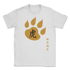Year of the Tiger 2022 Chinese Golden Color Tiger Paw graphic Unisex - White