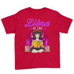 Libra Zodiac Sign Anime Style Girl Reading a Book product Youth Tee - Red