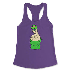 St Patricks Day K-pop Finger Heart Funny Humor Gift graphic Women's - Purple