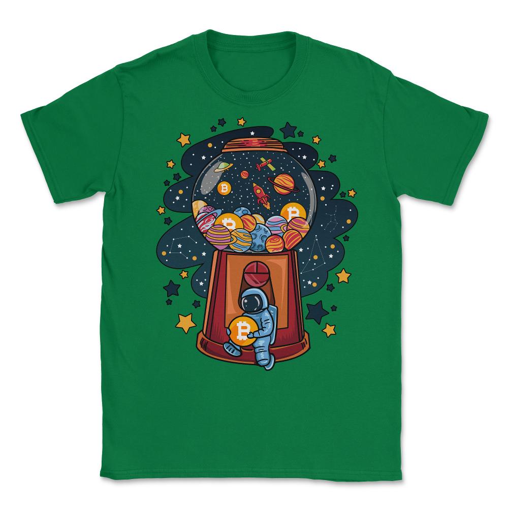 Bitcoin & Planets Gumball Machine Astronaut Hilarious Theme print - Green