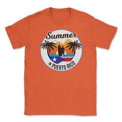 Summer in Puerto Rico Surfer Puerto Rican Flag T-Shirt Tee Unisex - Orange