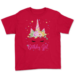 Birthday Girl! Unicorn Lashes design Gift Youth Tee - Red